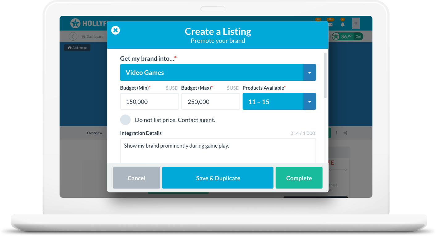 Create video game listing Create video game listing