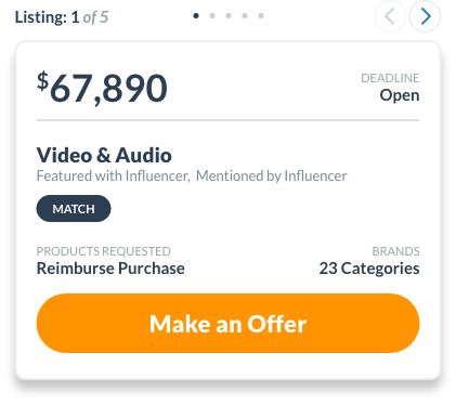 Listing - Make Offer influencer match brand